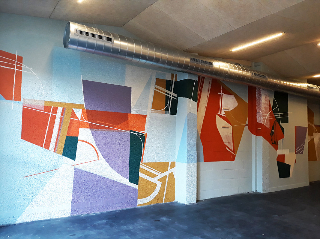 Mural painting for a restaurant in a new climbing area called " Arkose " in Lille