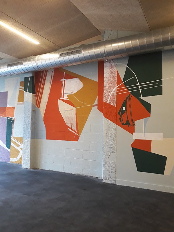 Mural painting for a restaurant in a new climbing area called " Arkose " in Lille