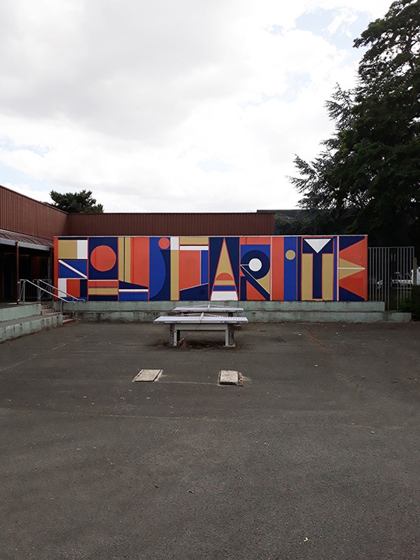 Mural painting " Solidarité " in a high school in Halluin / France / Curated by Le Grand Mix / Tourcoing